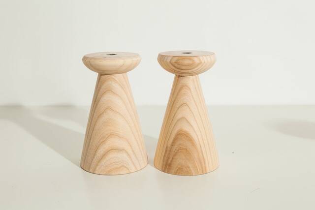 Handturned Wooden Candlestick Set Rustic Home Decor Gift - image 1