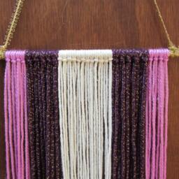 Boho Wall Hanging - Purple, Lavender & Cream Rustic Wall Decor Bohemian Decor- Art -Bow Holder Organizer- Baby - thumbnail 2