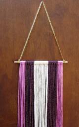 Boho Wall Hanging - Purple, Lavender & Cream Rustic Wall Decor Bohemian Decor- Art -Bow Holder Organizer- Baby - thumbnail 1