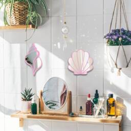Seashell Bathroom Mirror Unique House Decor Small Wall Acrylic Seaside Beach - thumbnail 3