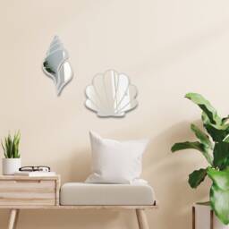 Seashell Bathroom Mirror Unique House Decor Small Wall Acrylic Seaside Beach - thumbnail 1