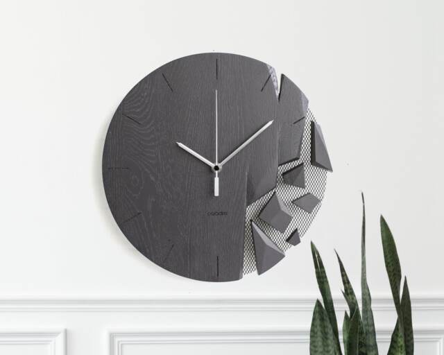 Monochrome Grey Shattered Wall Clock 12 - image 1