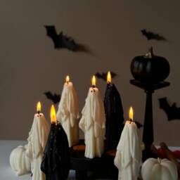 Handmade Ghost Candle Spooky Halloween Decor, Soy Wax - thumbnail 3
