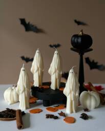 Handmade Ghost Candle Spooky Halloween Decor, Soy Wax - thumbnail 1