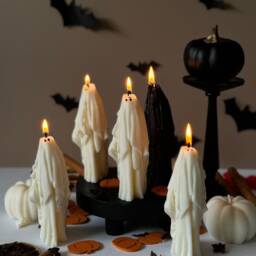 Handmade Ghost Candle Spooky Halloween Decor, Soy Wax - thumbnail 2