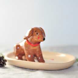 Handmade Ceramic Dog Holder Rustic Pottery Puppy Decor, Jewelry Dish, Wedding Ring Holder, Trinket Bridesmaid Gift, Key Dish - thumbnail 2