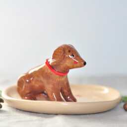 Handmade Ceramic Dog Holder Rustic Pottery Puppy Decor, Jewelry Dish, Wedding Ring Holder, Trinket Bridesmaid Gift, Key Dish - thumbnail 3