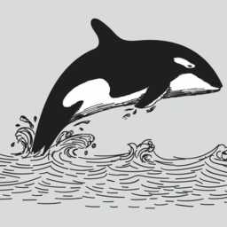Orca Wall Sticker - Black White Whale Waves Decal For Home Decor Unique Art - thumbnail 2