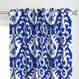 Cobalt Ikat Curtain Panel - Navy Blue Tribal Modern Beach Home Graphic Abstract Custom By Domesticate - thumbnail 1