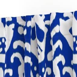 Cobalt Ikat Curtain Panel - Navy Blue Tribal Modern Beach Home Graphic Abstract Custom By Domesticate - thumbnail 3