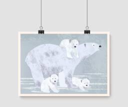 Poster Polar Bears, Poster A4, Illustrations, Animal Poster, Birthday, Children's Birthday - thumbnail 1