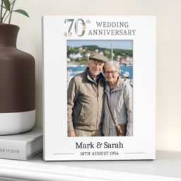 Personalised 70Th Anniversary Gifts For Couple - Diamond Wedding Photo Frame - thumbnail 1