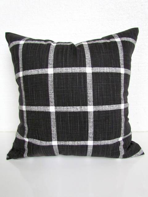 Black Pillow Covers Buffalo Check Throw Pillows Tan Plaid Pillow 16 18x18 20 Charcoal - image 1