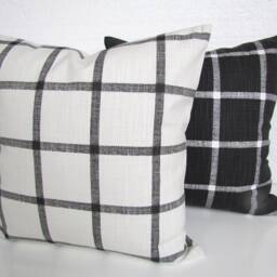 Black Pillow Covers Buffalo Check Throw Pillows Tan Plaid Pillow 16 18x18 20 Charcoal - thumbnail 3