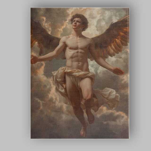Heavenly Winged Angel Figure Dramatic Cloudscape Classical Fantasy Canvas Wall Art Print Decor Picture Ready To Hang - image 1