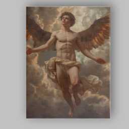 Heavenly Winged Angel Figure Dramatic Cloudscape Classical Fantasy Canvas Wall Art Print Decor Picture Ready To Hang - thumbnail 1
