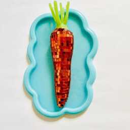 Disco Carrot Wall Hanging/ Dopamine Decor/ Maximalist Fake Food/ Food Pop Art/Wall Sculpture/ Funky Decor/Kitchen/Easter Decor - thumbnail 2