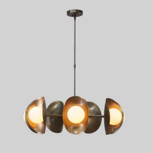 Mid-Century Modern Sputnik Chandelier, Brass Finish, 5-Light Fixture - image 1