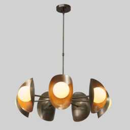 Mid-Century Modern Sputnik Chandelier, Brass Finish, 5-Light Fixture - thumbnail 3