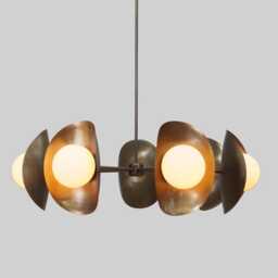 Mid-Century Modern Sputnik Chandelier, Brass Finish, 5-Light Fixture - thumbnail 2