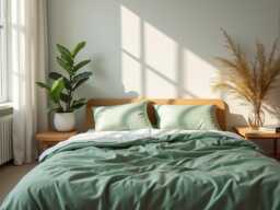 Sage Satin Bedding Set 1 Duvet Cover & 2 Pillowcases Cotton Comforter - thumbnail 1