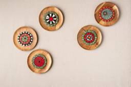 Wall Art Set Of 5 - Boho Decor Handmade Ceramic & Mosaic Tile Made To Order Deep Framed