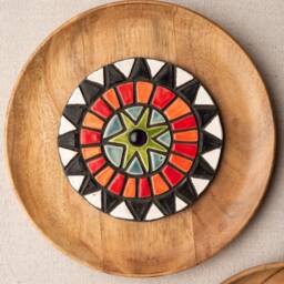Wall Art Set Of 5 - Boho Decor Handmade Ceramic & Mosaic Tile Made To Order Deep Framed - thumbnail 2