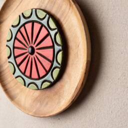 Wall Art Set Of 5 - Boho Decor Handmade Ceramic & Mosaic Tile Made To Order Deep Framed - thumbnail 3
