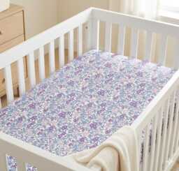 Liberty Floral Baby Crib Sheet, Purple Pink Forget Me Not Blossom Nursery Bedding, Ditsy Flower Girl Fitted Cot Changing Pad Cover
