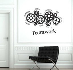 Teamwork Gears Vinyl Wall Decal Success Office Space Words Decor Stickers Mural - #2590Di - thumbnail 1