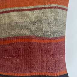 Handmade Cushion Cover, Multicolour Turkish Rug Cushion, Pillow, Decorative Kilim 16''x16''/40x40 cm - thumbnail 2