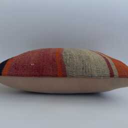 Handmade Cushion Cover, Multicolour Turkish Rug Cushion, Pillow, Decorative Kilim 16''x16''/40x40 cm - thumbnail 3