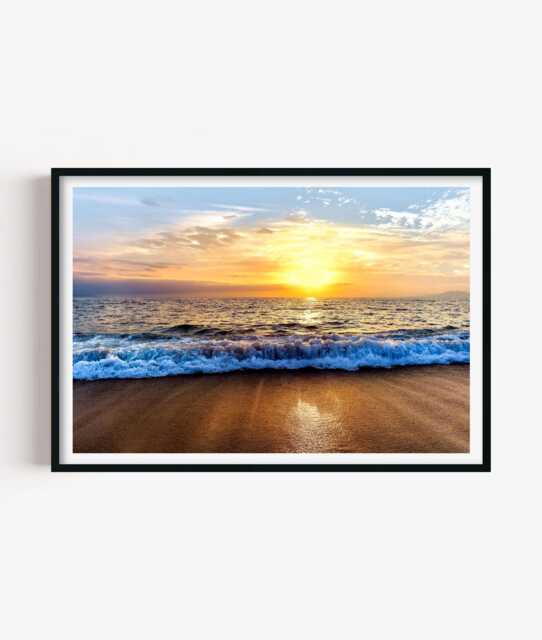 Beach Sunset Photography Print, Coastal Ocean Wall Art Poster, Seaside Decor - image 1