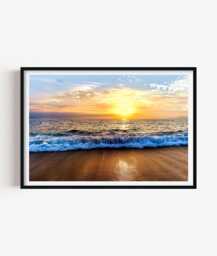 Beach Sunset Photography Print, Coastal Ocean Wall Art Poster, Seaside Decor - thumbnail 1