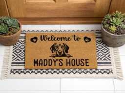 Welcome To Maddy's House - Custom Dog Portrait Mat Unique Scripted Home D??cor Sign - thumbnail 1