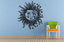 Space Night Sky Stars Moon Sun Mandala Baby Kids Child's Room Nursery Wall Vinyl Mural Art Decor Decal Sticker L1656 - thumbnail 1