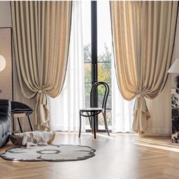 4 Colours, A Pair Of Natural Linen Blend Curtains With Black Trim , 450 Gsm Living Room Curtains, Bedroom Custom Made - thumbnail 4