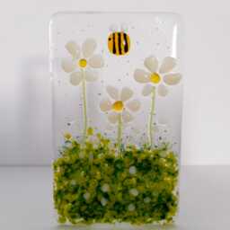 Fused Glass French Vanilla Daisy Tea Light Holder Handmade Bee Floral Candle Holder - thumbnail 2