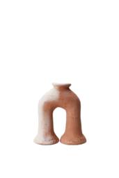 Mid-Season Sale Moroccan Unglazed, Raw Tamegroute Ceramic, Abstract Ecru Elephant's Foot Candlestick Sculpture, Craftsmanship - thumbnail 1