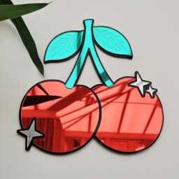 Handmade Cherry Mirror Wall Art Pop Art Dopamine Decor