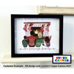 Family Christmas Stockings Fireplace Personalised Custom Portrait Picture Wall Art Handmade Framed Print Birthday Mum Dad Friend Gift - thumbnail 3