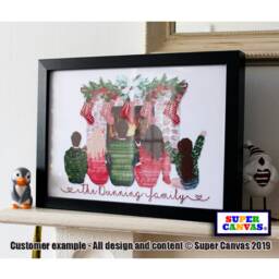 Family Christmas Stockings Fireplace Personalised Custom Portrait Picture Wall Art Handmade Framed Print Birthday Mum Dad Friend Gift - thumbnail 2