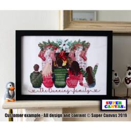 Family Christmas Stockings Fireplace Personalised Custom Portrait Picture Wall Art Handmade Framed Print Birthday Mum Dad Friend Gift - thumbnail 1