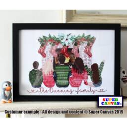 Family Christmas Stockings Fireplace Personalised Custom Portrait Picture Wall Art Handmade Framed Print Birthday Mum Dad Friend Gift - thumbnail 4