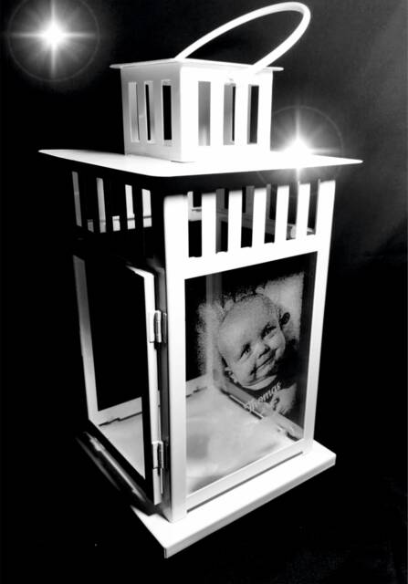 Photo Engraved Lantern, Etched Memorial, Candle Holder, Indoor, Outdoor Light, Black, Cream, Metal Decor Pet, Dog, Family Grave White Large - image 1
