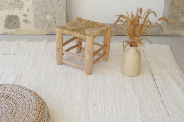 Large Handwoven Cream Rug 200x300 cm, Area Rug, Living Room Boho Bohemian Thick Soft Design Unique, Hand Loomed Portugal - image 1