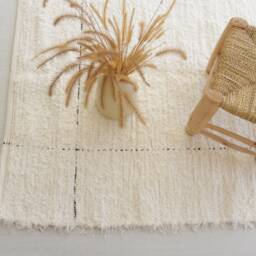 Large Handwoven Cream Rug 200x300 cm, Area Rug, Living Room Boho Bohemian Thick Soft Design Unique, Hand Loomed Portugal - thumbnail 3