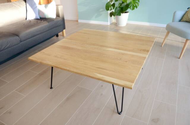 Structure Steel Design Large Oak Square Coffee Table - image 1
