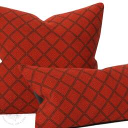 Orange Woven Wool Lumbar Pillow Cover, Geometric Mid-Century Modern - 11x21 - thumbnail 3