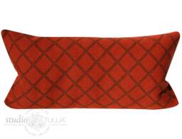 Orange Woven Wool Lumbar Pillow Cover, Geometric Mid-Century Modern - 11x21 - thumbnail 1
